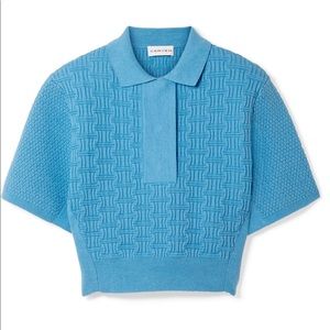 Carven Cropped textured cotton-blend top